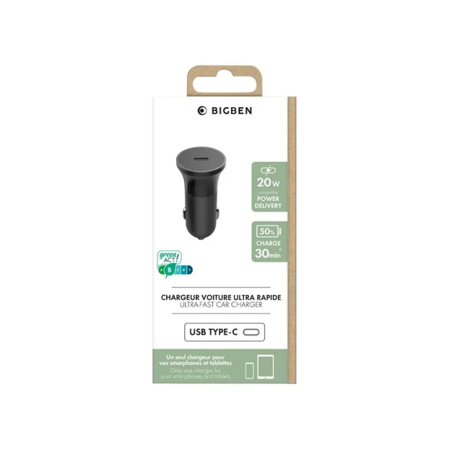 BigBen - chargeur allume cigare pour voiture - 1 USB-C