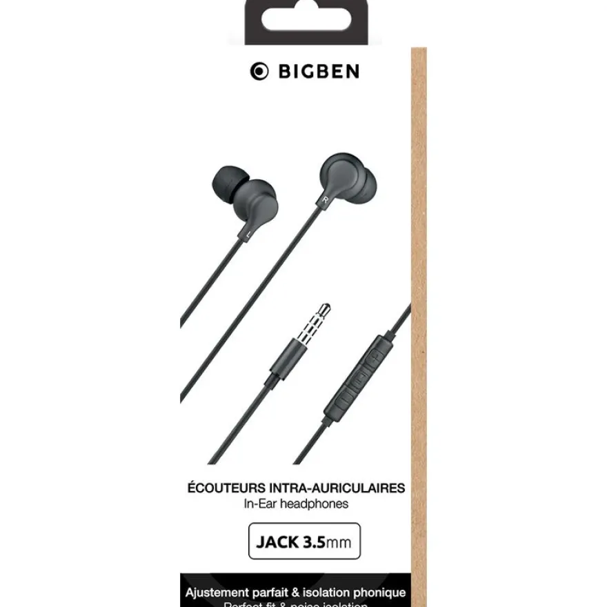 BigBen - Ecouteurs Jack 3.5 mm - intra-auri-culaire - noir