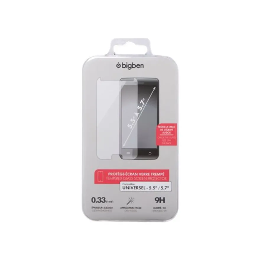 BigBen - protection d'écran universel - verre trempé pour smartphones de 5.5 à 5.7 pouces