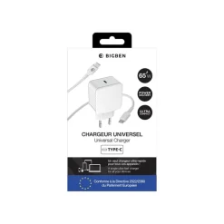 BIGBEN Connected - Chargeur secteur + câble USB-C - 2m - blanc