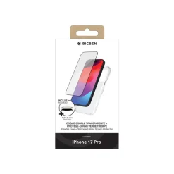 BIGBEN Connected - 2 en 1 - coque de protection avec verre trempé 2,5D pour iPhone 17 Pro - transparent