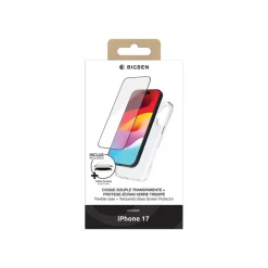 BIGBEN Connected - 2 en 1 - coque de protection avec verre trempé 2,5D pour iPhone 17 - transparent