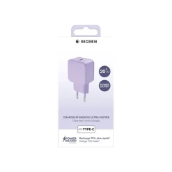 BIGBEN Connected - Adaptateur secteur - USB-C - 20 Watt - violet