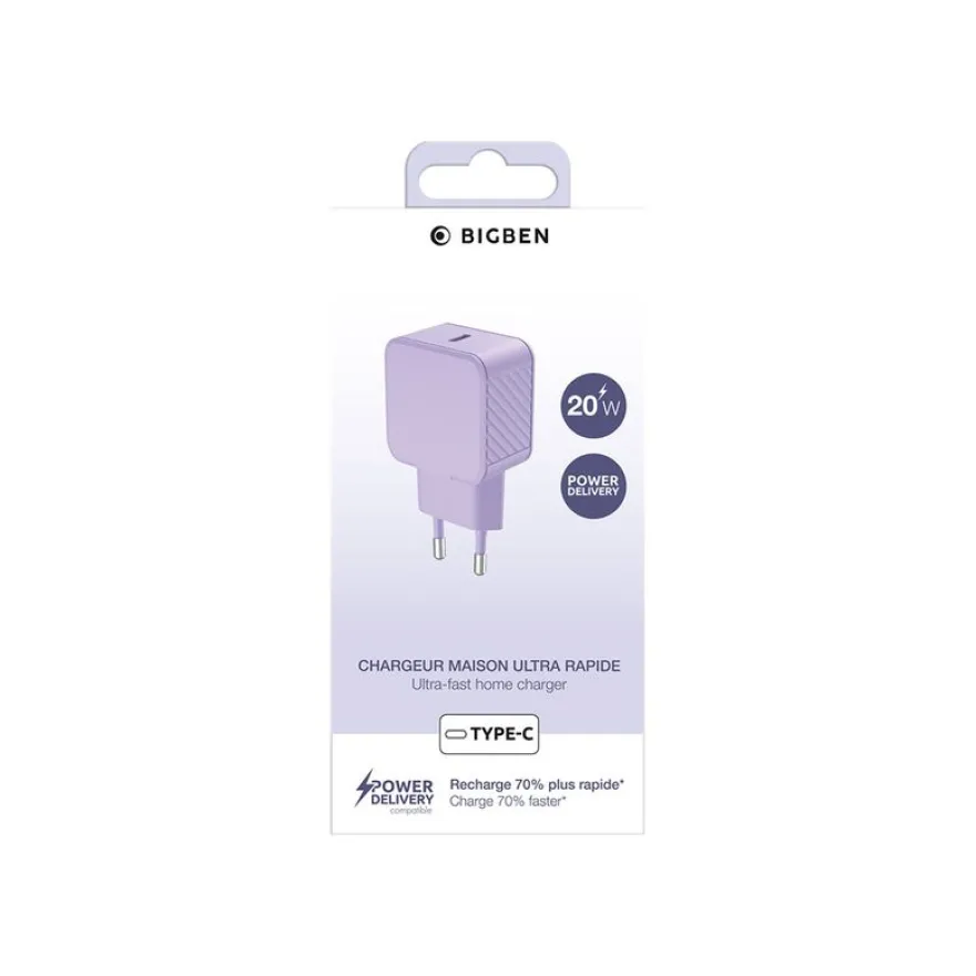 BIGBEN Connected - Adaptateur secteur - USB-C - 20 Watt - violet