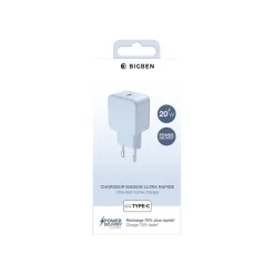 BIGBEN Connected - Adaptateur secteur - USB-C - 20 Watt - bleu