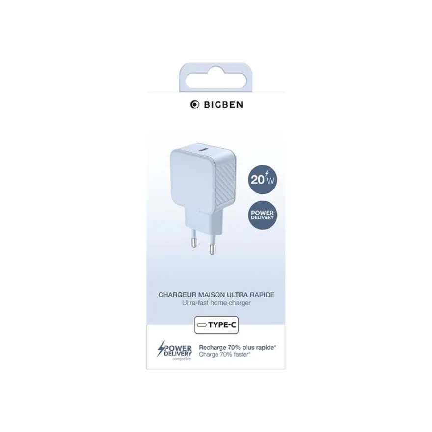 BIGBEN Connected - Adaptateur secteur - USB-C - 20 Watt - bleu