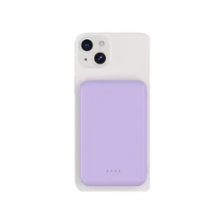 BIGBEN Connected - Banque d'alimentation - magnetic MagSafe wireless, Qi - 5000 mAh - 10 Watt - 2 connecteurs de sortie (USB, 24 pin USB-C) - violet