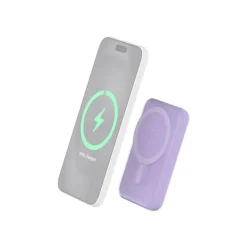 BIGBEN Connected - Banque d'alimentation - magnetic MagSafe wireless, Qi - 5000 mAh - 10 Watt - 2 connecteurs de sortie (USB, 24 pin USB-C) - violet
