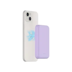 BIGBEN Connected - Banque d'alimentation - magnetic MagSafe wireless, Qi - 5000 mAh - 10 Watt - 2 connecteurs de sortie (USB, 24 pin USB-C) - violet