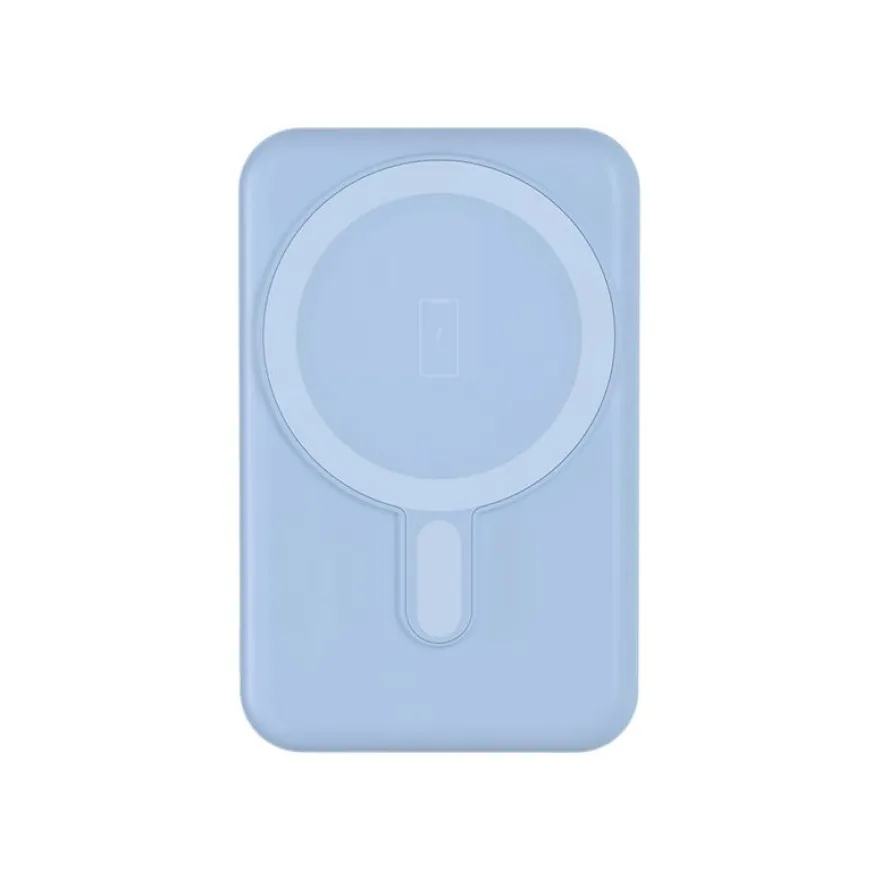 BIGBEN Connected - Banque d'alimentation - magnetic MagSafe wireless, Qi - 5000 mAh - 10 Watt - 2 connecteurs de sortie (USB, 24 pin USB-C) - bleu