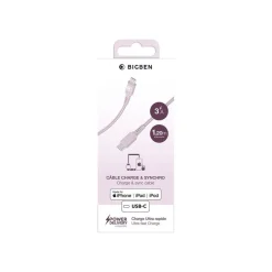 BIGBEN Connected - Câble Lightning - 24 pin USB-C mâle pour Lightning mâle - 1.2 m - rose