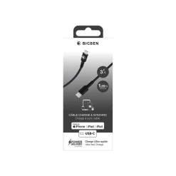 BIGBEN Connected - Câble Lightning - 24 pin USB-C mâle pour Lightning mâle - 1.2 m - noir
