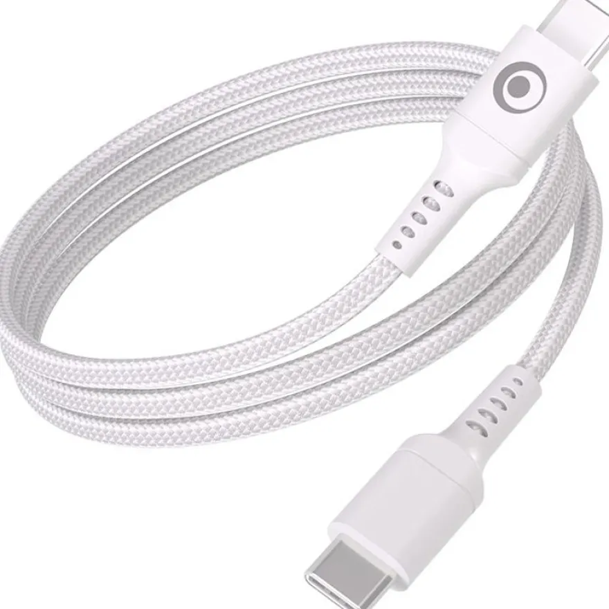 Bigben Connected - Câble USB-C vers USB-C - Tissé - 1,2m - Blanc