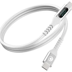 Bigben Connected - Câble USB-C vers USB-C - Tissé avec écran - 2m - Blanc
