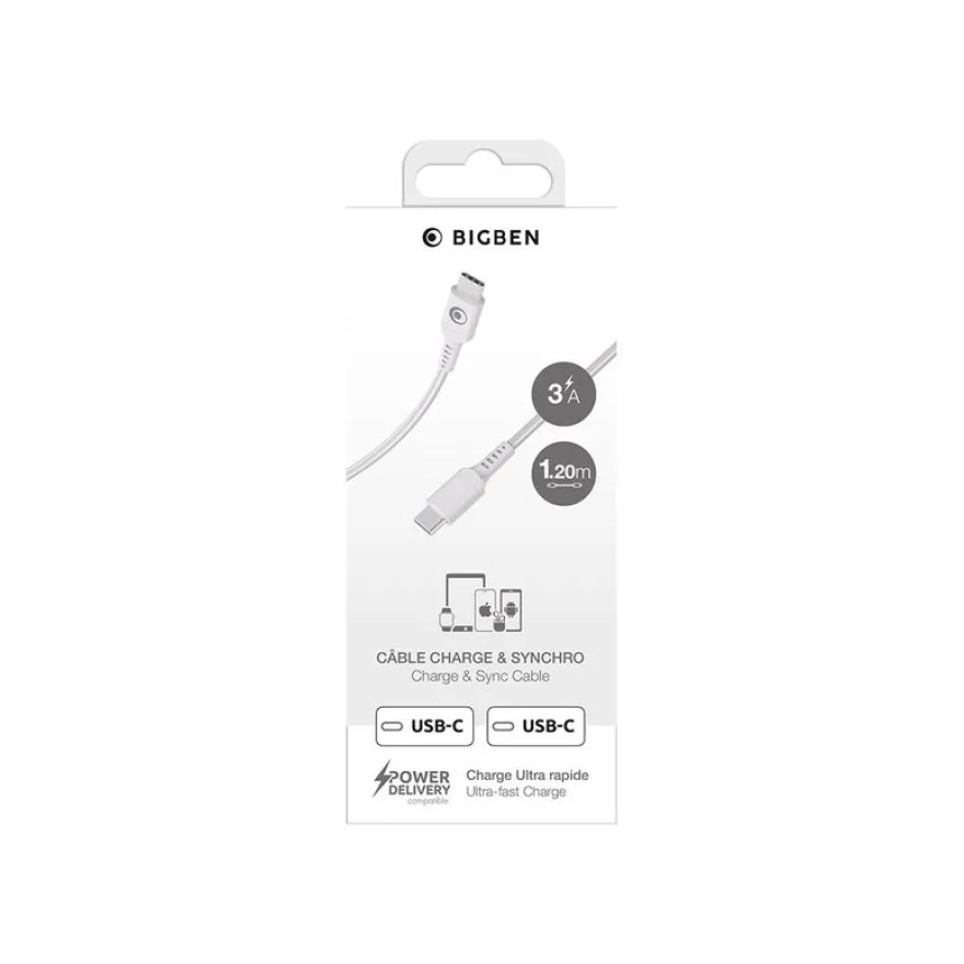 BIGBEN Connected - Câble USB-C pour 24 pin USB-C (M) - 3A/60W - 1.2 m - blanc