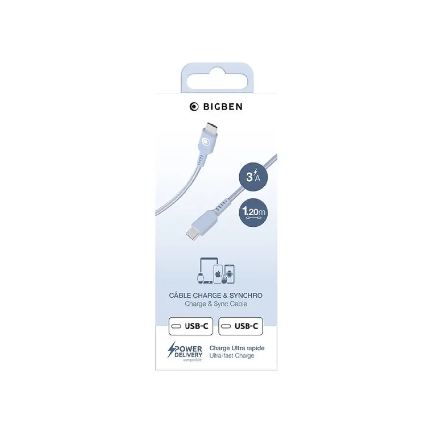 BIGBEN Connected - Câble USB-C pour 24 pin USB-C (M) - 3A/60W - 1.2 m - bleu