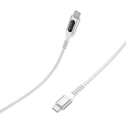 Bigben Connected - Câble USB-C vers USB-C - Tissé avec écran - 1.2m - Blanc