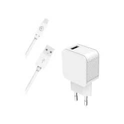 BigBen Connected - Chargeur secteur pour smartphone + câble USB A/Lightning - 1,2m - blanc