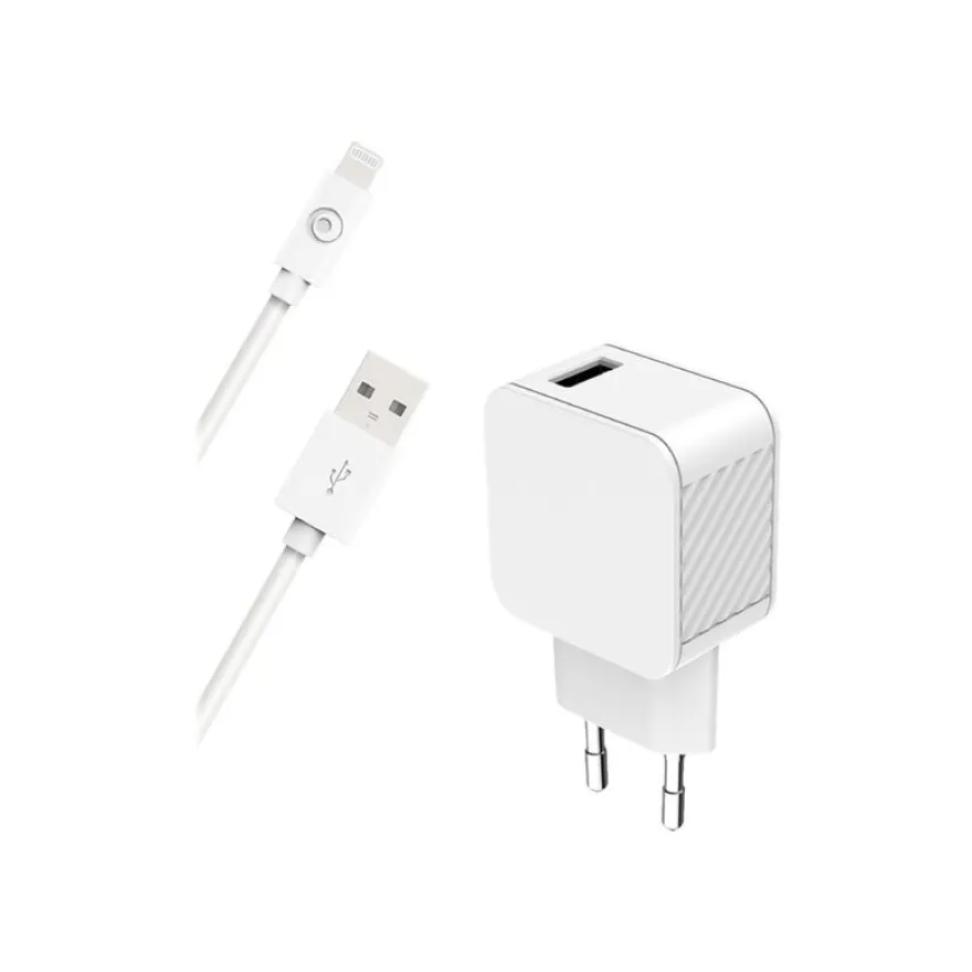 BigBen Connected - Chargeur secteur pour smartphone + câble USB A/Lightning - 1,2m - blanc