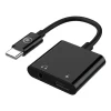 BIGBEN Connected - USB-C vers jack de casque / adaptateur de charge - 24 pin USB-C mâle pour 24 pin USB-C, jack mini femelle - 12 cm - noir - alimentation USB-C (60 W)