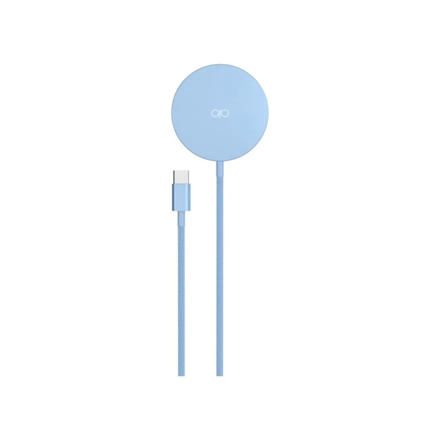 BIGBEN Connected Force Power - Plot de charge sans fil - magnetique, MagSafe, Qi, garantie à vie - 15 Watt - Fast Charge - bleu