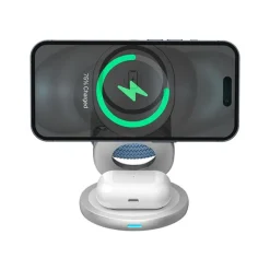 BIGBEN Connected Force Power - Support de chargement sans fil - 3 en 1, pliable - 15 Watt - blanc