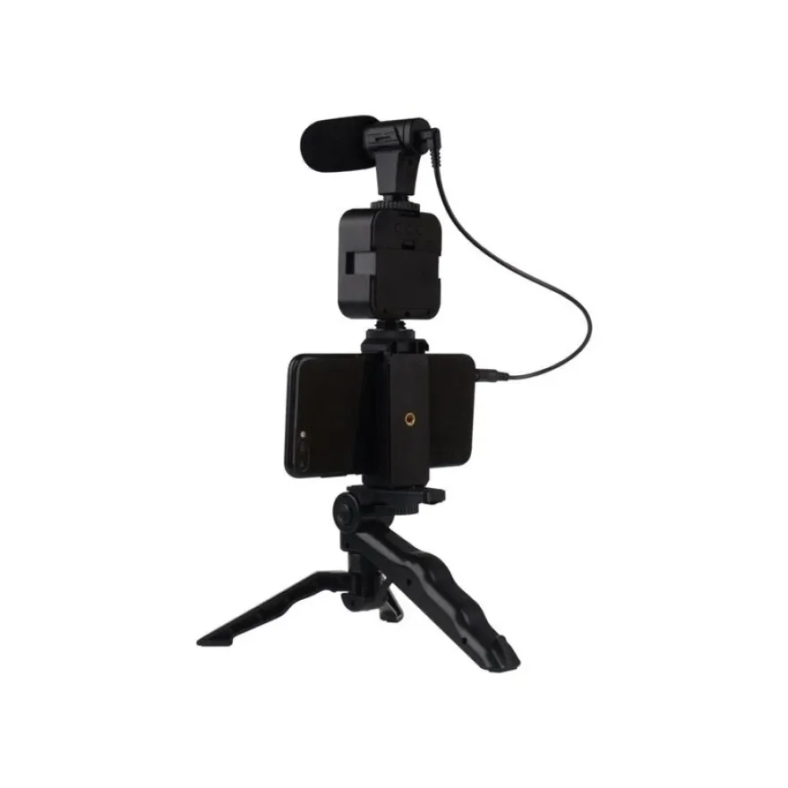 Bigben Vlogging kit live stream - kit d'accessoires contenant un trépied, une Led flash, un micro et un support smartphone