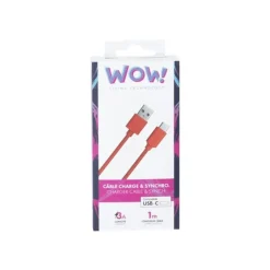 Bigben WOW - câble de charge et de synchronisation USB/USB-C - 1 m - rouge