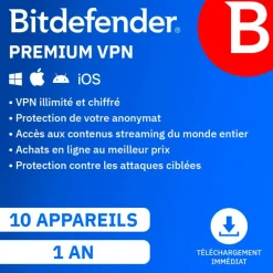 Bitdefender premium - Code d'activation envoyé par email valable pour 10 appareils pendant 1 an