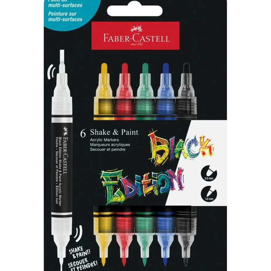 Black Edition Shake & Paint Acrylic Markers Classic x 6