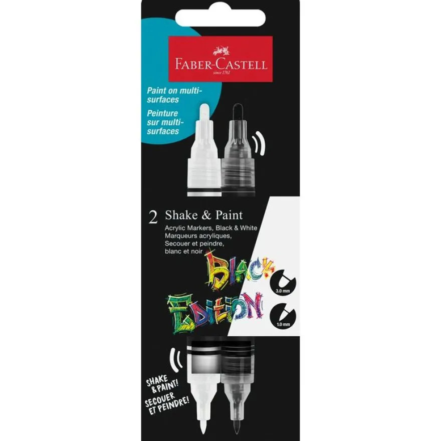 Blister Black Edition Shake & Paint Acrylic Markers x2 noir/blanc