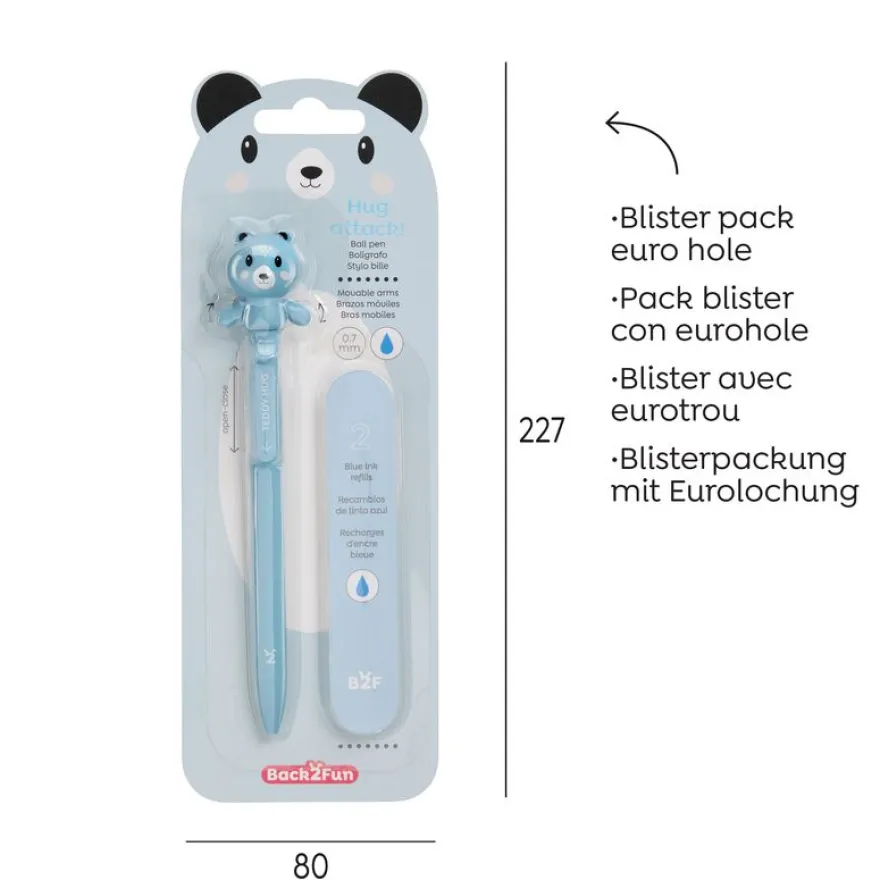 Blister de 1 stylo Ours Hug Attack Back2Fun