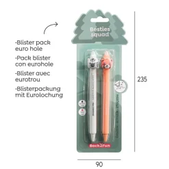 Blister de 2 stylos effaçables zebre - renard Soft Oops Back2fun