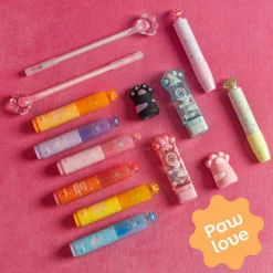 Blister de 3 surligneurs aux couleurs pastel assorties Pattes de chat Back2Fun