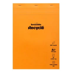 Bloc agrafé Orange recyclé A4 80 feuillets petits carreaux 5x5 80 g/m²