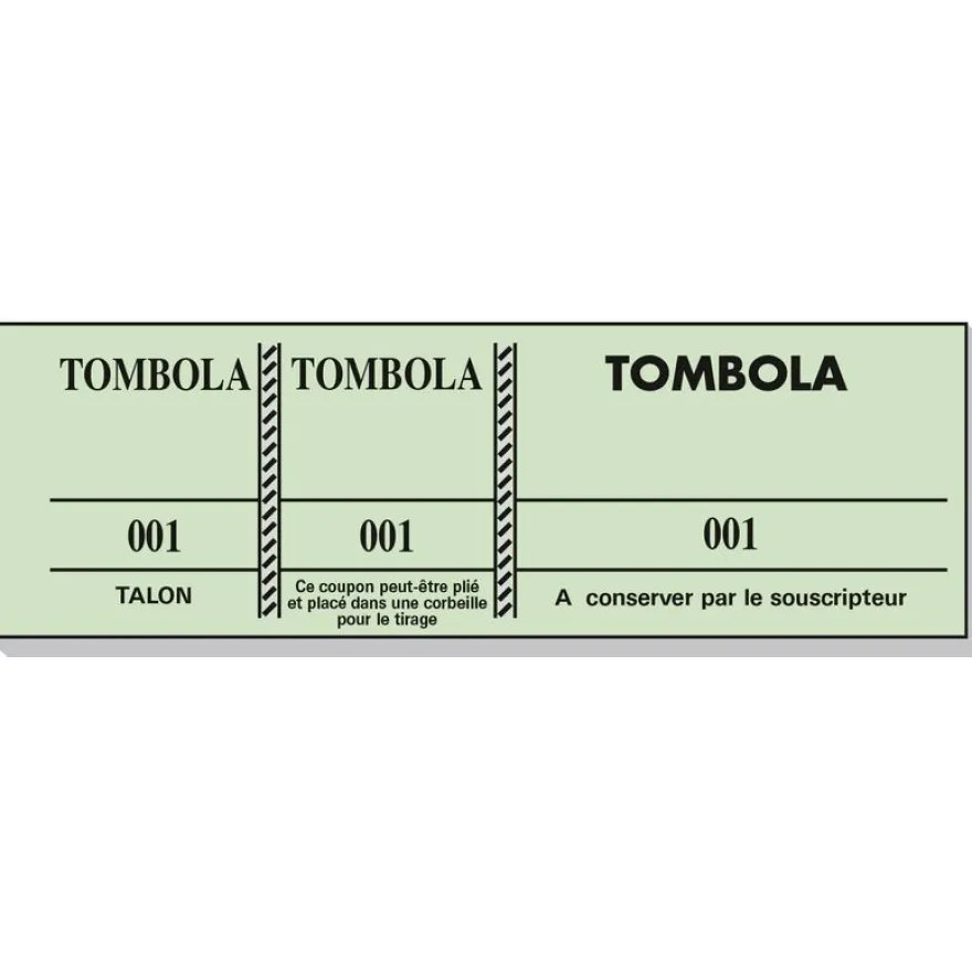 Bloc Tombola – 100 Feuillets Numérotés, 3 Volets, 4,8×15 cm – Couleurs Assorties