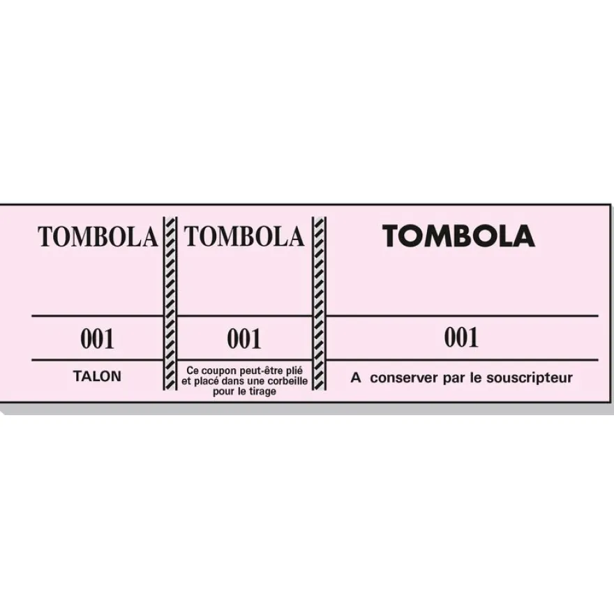 Bloc Tombola – 100 Feuillets Numérotés, 3 Volets, 4,8×15 cm – Couleurs Assorties