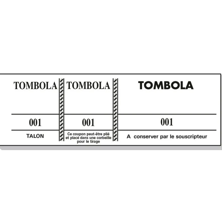 Bloc Tombola – 100 Feuillets Numérotés, 3 Volets, 4,8×15 cm – Couleurs Assorties