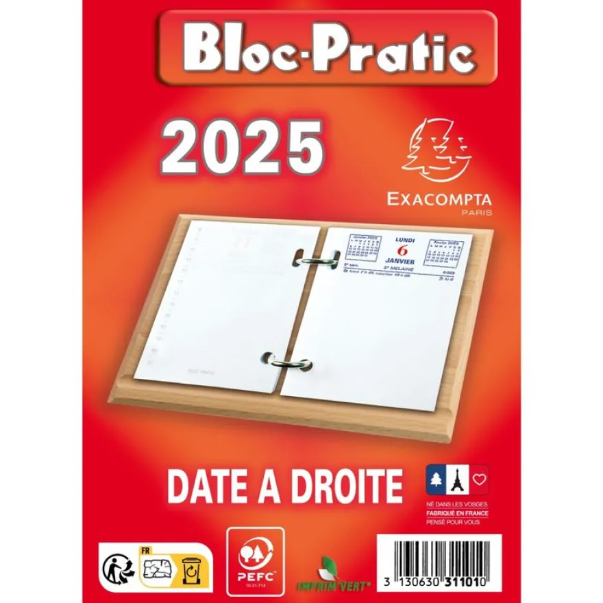 Bloc-Pratic - Bloc de bureau - date à droite - Exacompta