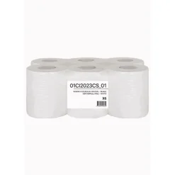 Bobines essuie-mains à dévidage central INOVEO – 6 rouleaux – papier recyclé – blanc