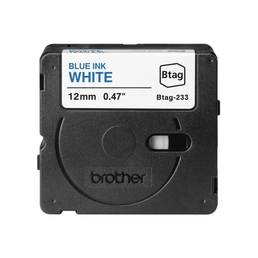 Brother BTAG-233 - Bleu sur blanc - Rouleau (1,2 cm x 4 m)