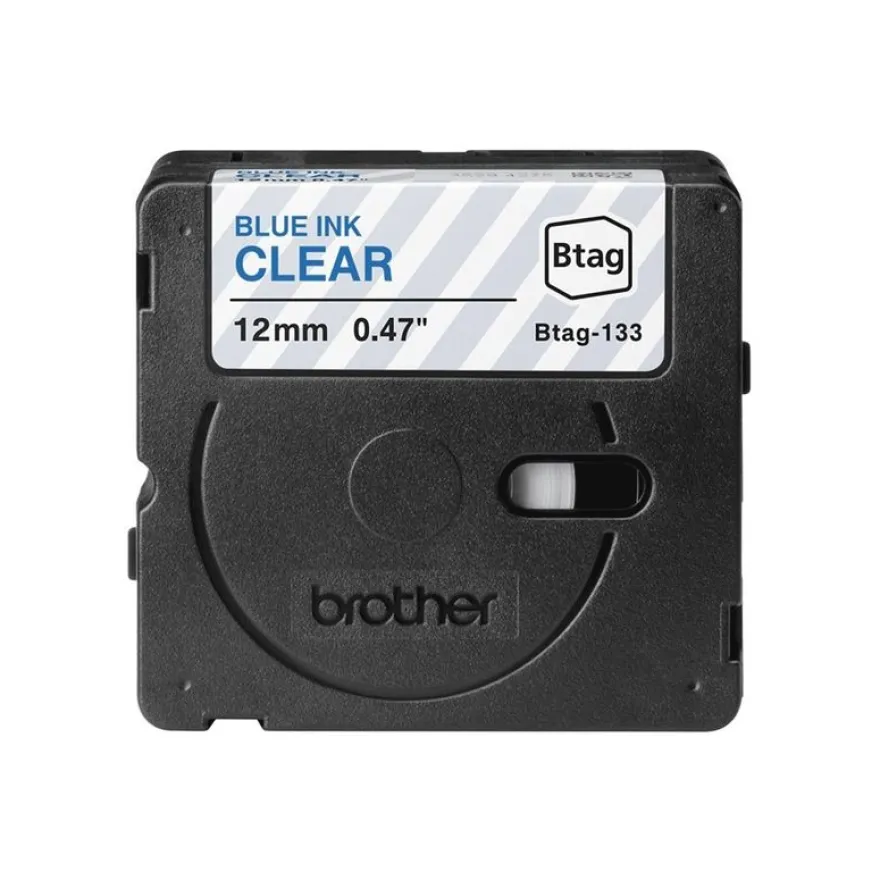 Brother BTAG-133 - Bleu sur transparent - Rouleau (1,2 cm x 4 m)