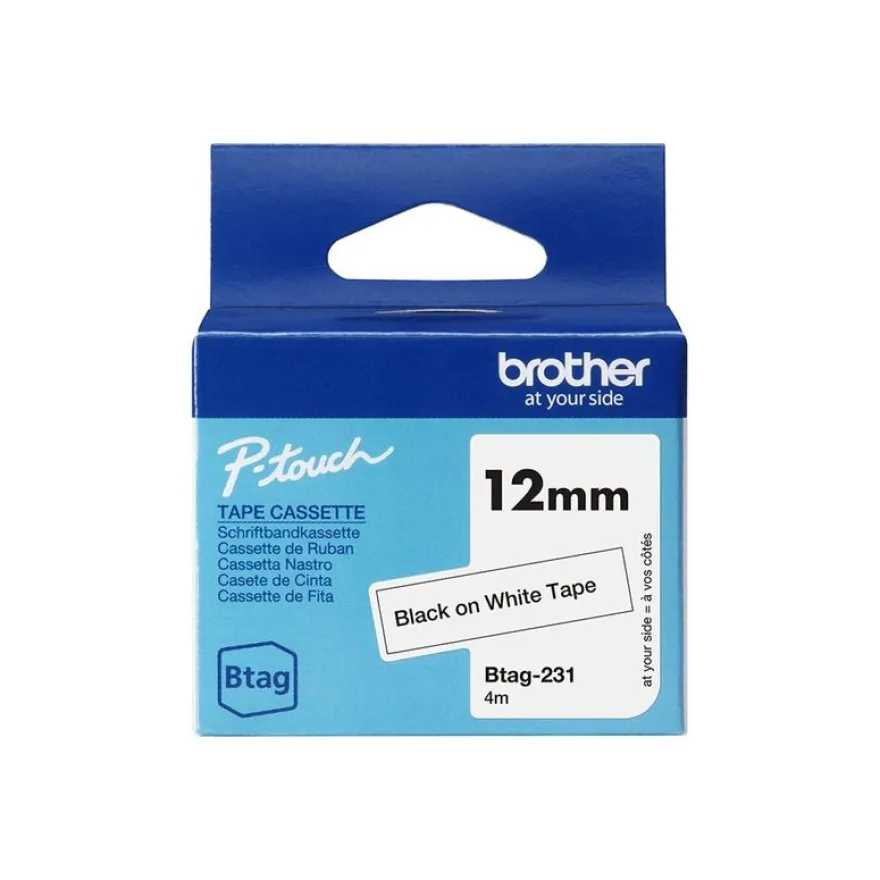 Brother BTAG-231 - Noir sur blanc - Rouleau (1,2 cm x 4 m)