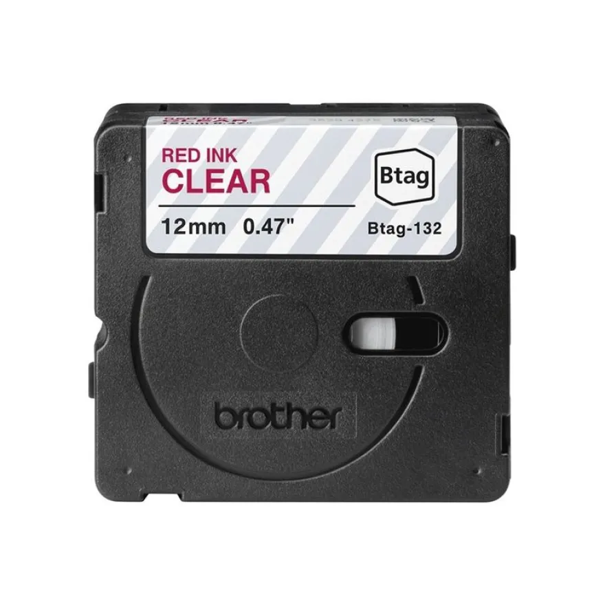 Brother BTAG-132 - Rouge sur transparent - Rouleau (1,2 cm x 4 m)