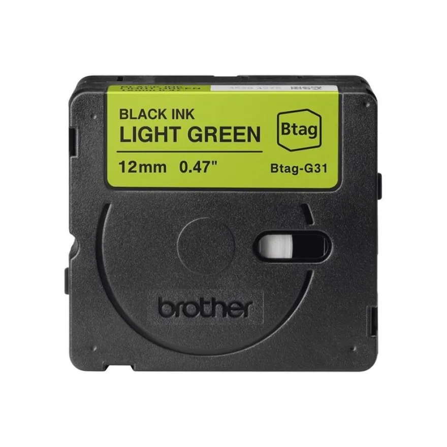 Brother BTAG-G31 - Noir sur vert clair - Rouleau (1,2 cm x 4 m)