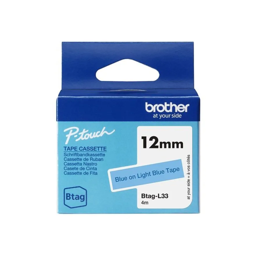 Brother BTAG-L33 - Bleu sur bleu clair - Rouleau (1,2 cm x 4 m)