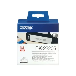 Brother DK-22205 - Ruban d'étiquettes auto-adhésives - 1 rouleau (62 mm x 30,5 m) - fond blanc écriture noire