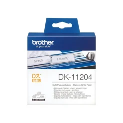Brother DK-11204 - Ruban d'étiquettes auto-adhésives - 1 rouleau de 400 étiquettes (17 x 54 mm) - fond blanc écriture noire