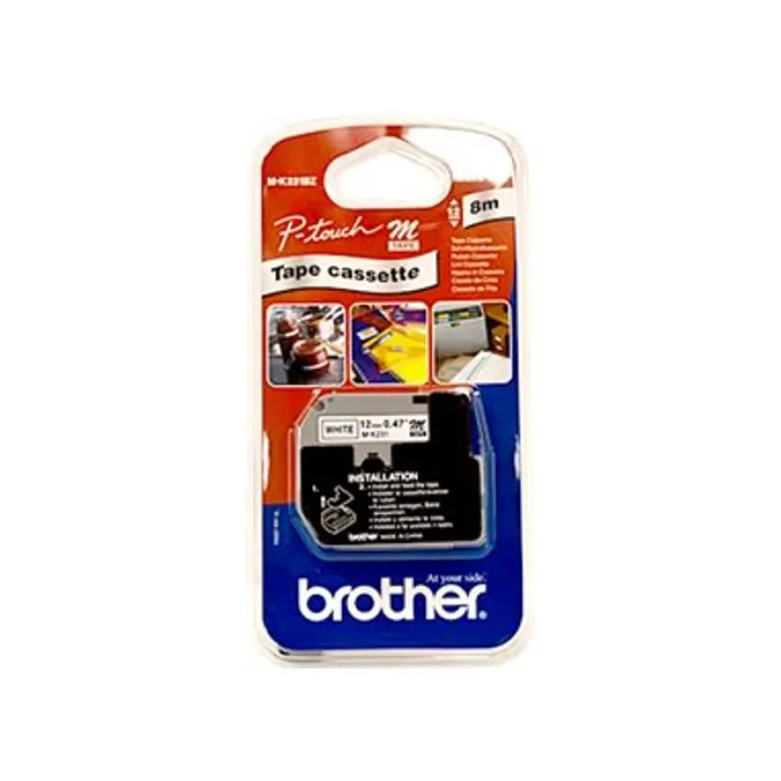 Brother MK231BZ - Ruban d'étiquettes auto-adhésives - 1 rouleau (12 mm x 8 m) - fond blanc écriture noire