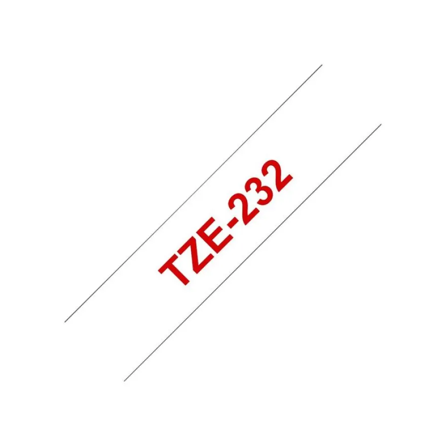 Brother TZe232 - Ruban d'étiquettes auto-adhésives - 1 rouleau (12 mm x 8 m) - fond blanc écriture rouge